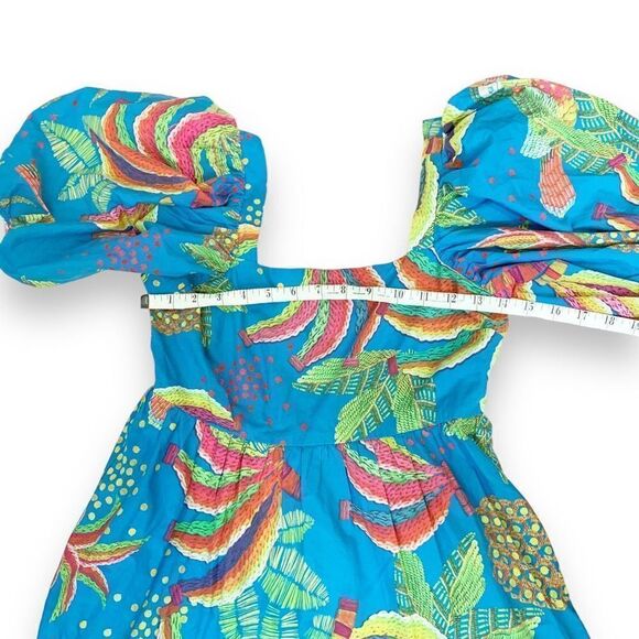 FARM RIO Tropics Tiered Midi Dress In Blue Banana Print Midi Dress Women’s Sz XS - Picture 12 of 15